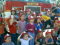 Children and fire truck