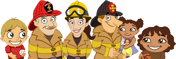 Firefighters and children